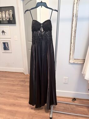 Blondie Nites Black Beaded Strapless Prom Dress